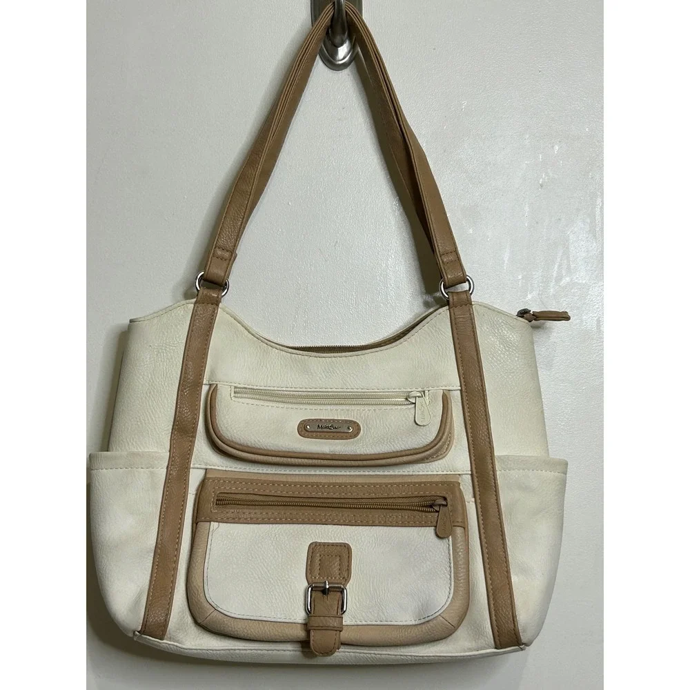 Multisac Hobo Shoulder Bag Purse Ivory Beige‎ Pockets Everyday Casual Tote